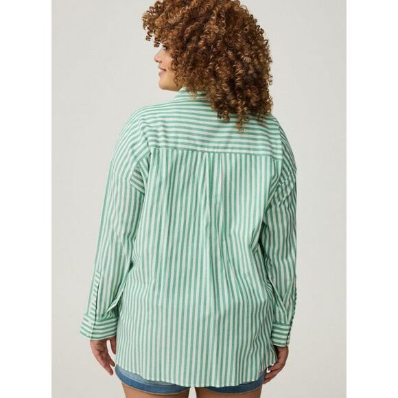 💚🤍 NWT Torrid Drop Shoulder Button-Down Shirt • Size 14/16 • Relaxed Fit ✨ - Picture 3 of 8